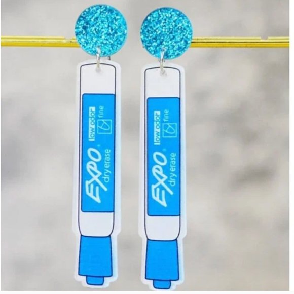 ⭐️💍 FREE Sharpie Pen College School Teacher Appreciation Artsy Pop Art Earrings - Picture 1 of 8